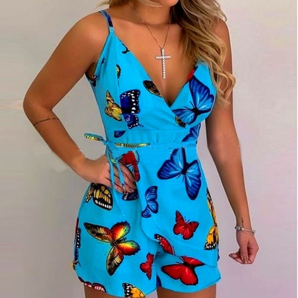Hurrg Womens Spaghetti Strap Floral Cami Short Jumpsuits Rompers Beachwear Hurrg Womens Spaghetti Strap Floral Cami Short Jumpsuits Rompers Beachwear